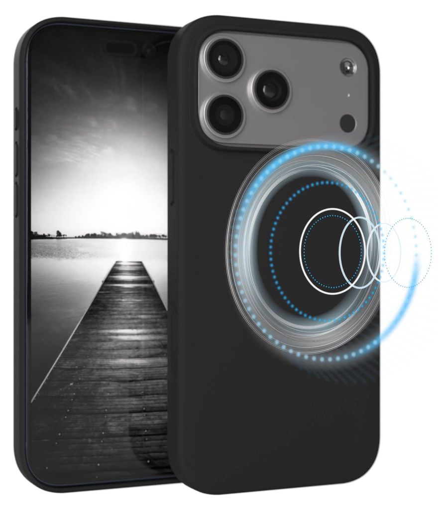 EAZY CASE Silikon MagSafe Handyhülle kompatibel mit Apple iPhone 17 Pro Max Hülle mit Kameraschutz, Silikonhülle, Schutzhülle Schwarz