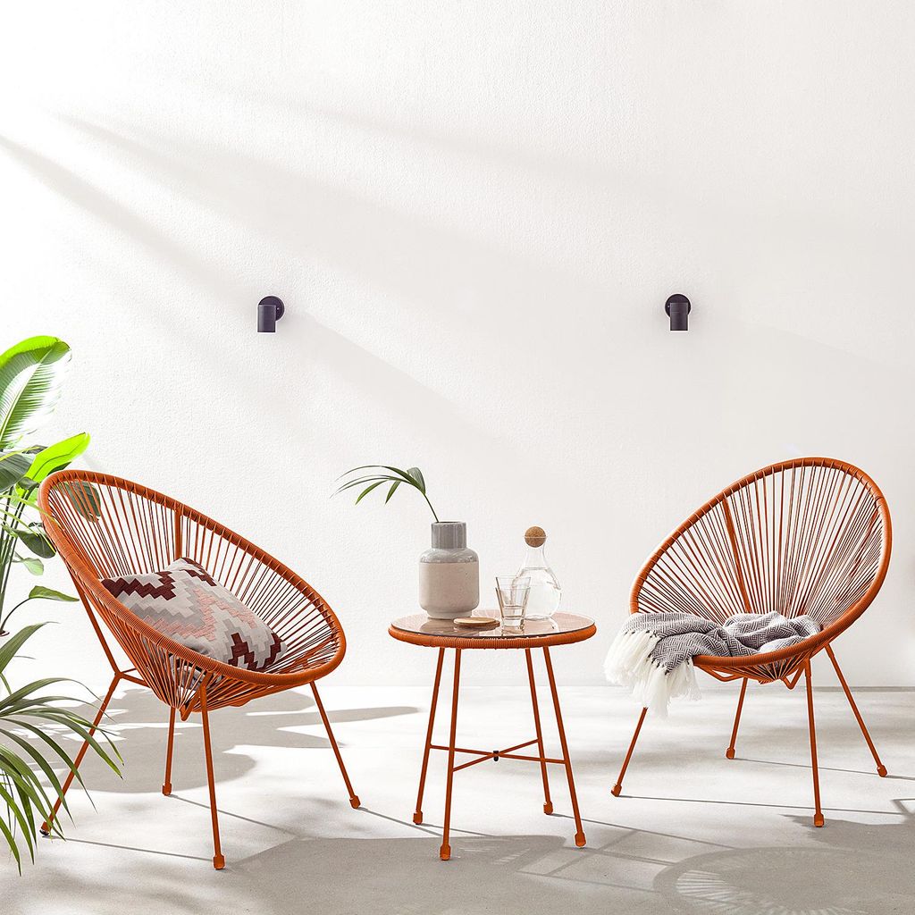 home24 Sitzgruppe - 3-teilig - Stahl / Polyrattan