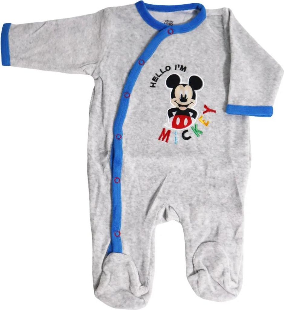Disney Mickey Maus Baby Velours langarm Strampler Einteiler – Grau / 80