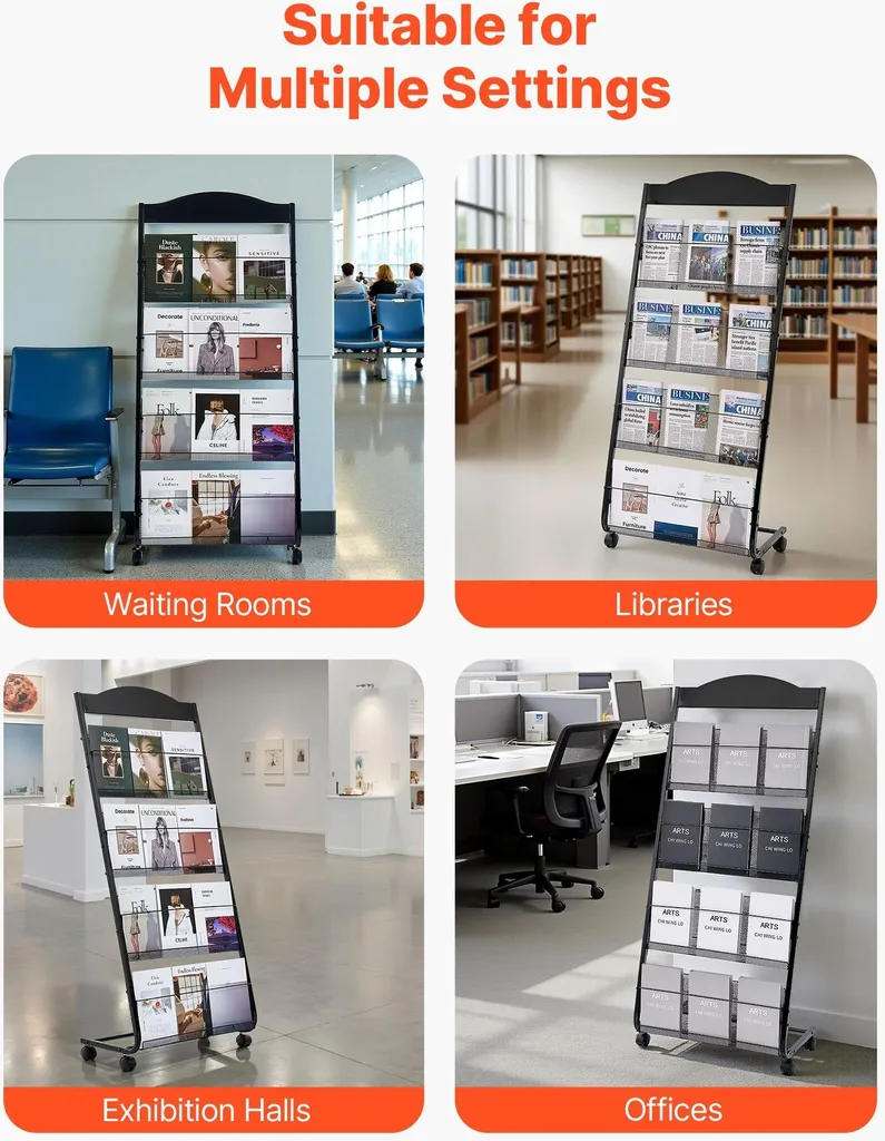 Porte-revues de sol mobile et pliable pour documentation publicitaire - 6