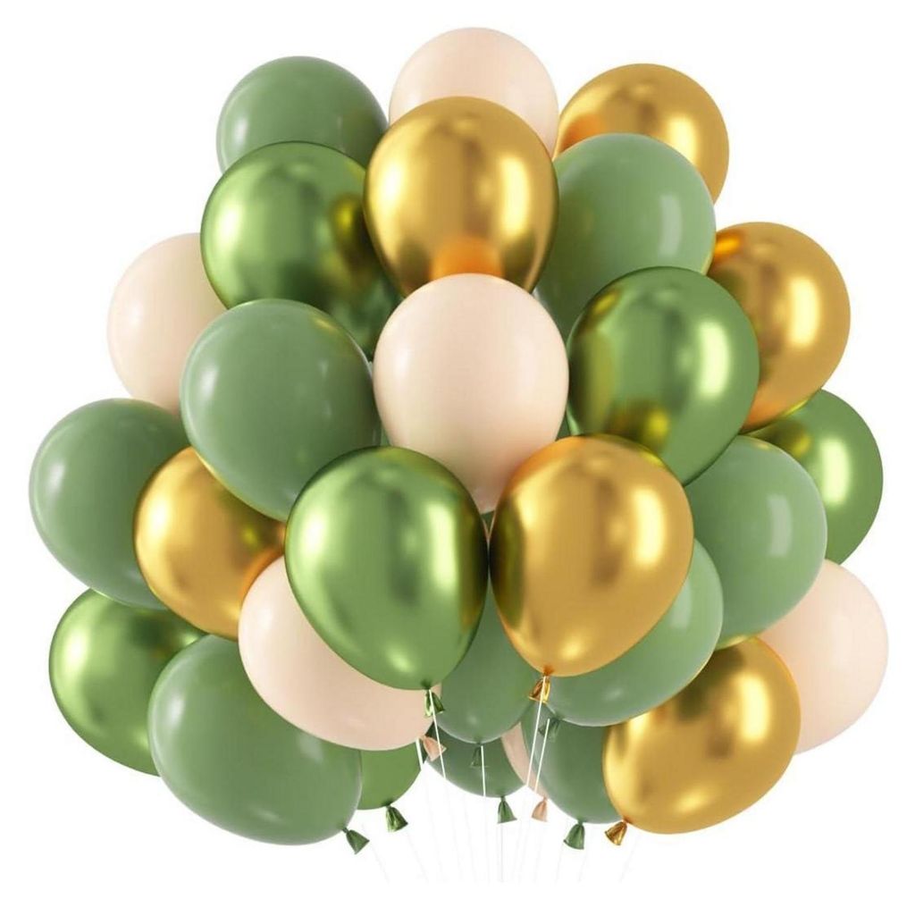 60 Stück Grüne Gold Luftballons für Geburtstag Hochzeit Produktbild 