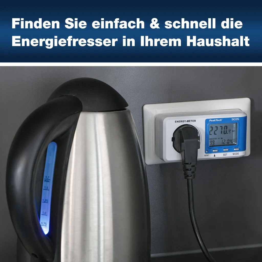 PeakTech 9035 Appareil de mesure d'énergie avec calcul de coût réel