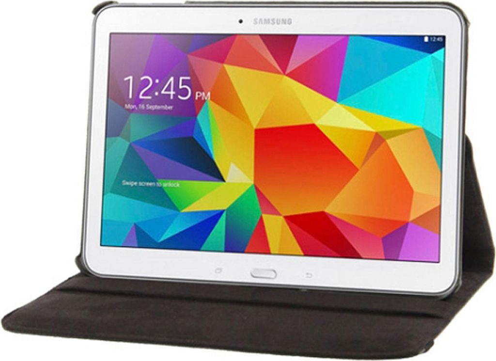 subtel Flip Cover Tablethülle für Samsung Galaxy Tab 4 10.1 (SM-T530 / SM-T531) Tablet Schutzhülle mit Ständer, Kunstleder schwarz Bookstyle Ca...