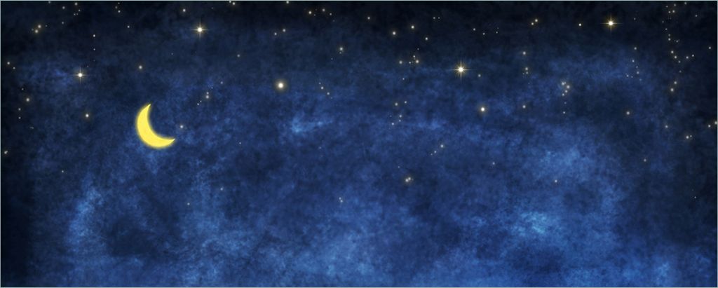 Wallario Poster - Wolkenhimmel mit Mond und Sternen, Kunstdruck Größe: 80 x 200 cm
