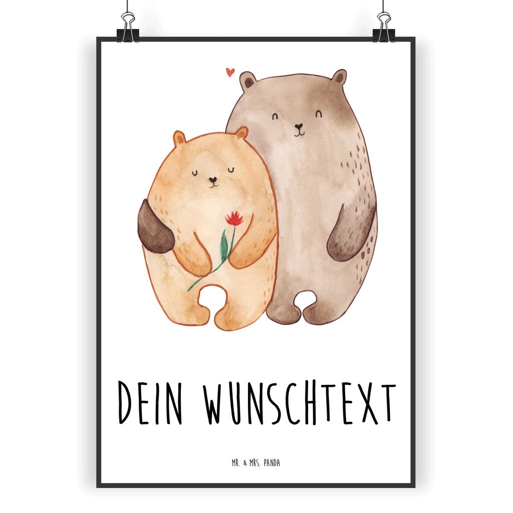 Mr. & Mrs. Panda DIN A5 Personalisiertes Poster Bären Liebe - Weiß - Personalisierte Geschenke, Personalisierter Kunstdruck, Jahrestag, Wanddeko ...