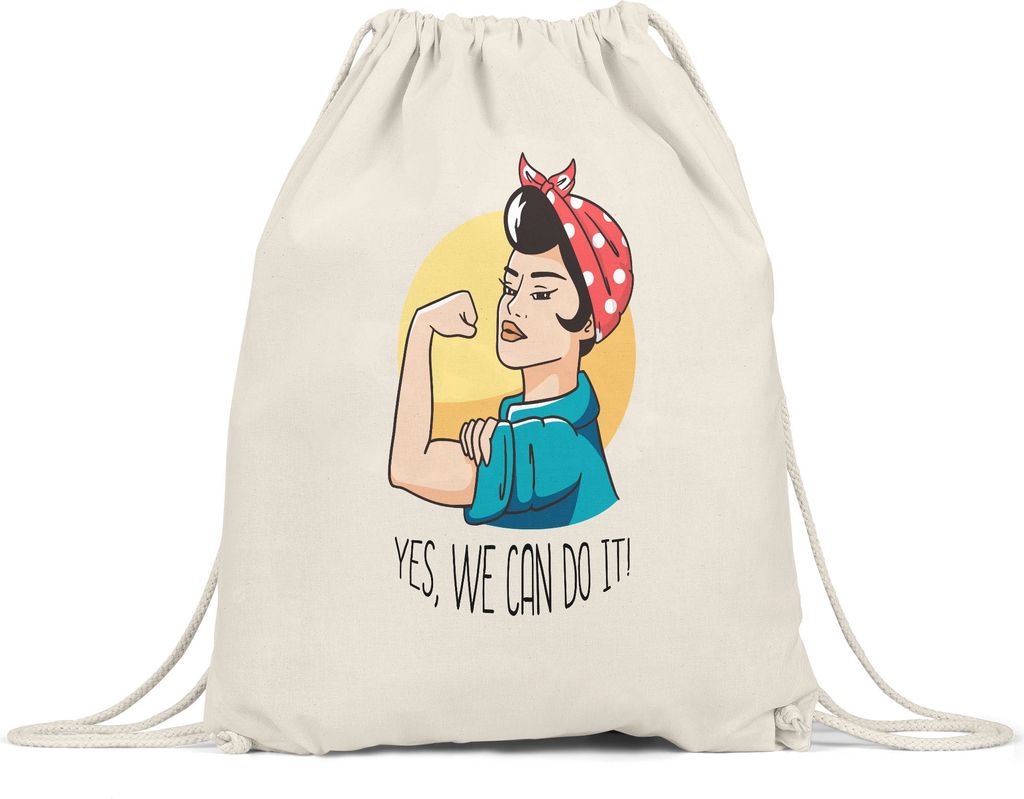 Yes, We Can Do It Turnbeutel Gymsack Spruch Geschenk für Superheldinnen Women Power Frauentag Feminismus