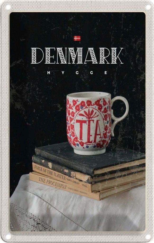 vianmo Blechschild 30x20 cm Dänemark Teetasse Bildmotiv Reisemotiv Abenteuer Reisen Urlaub