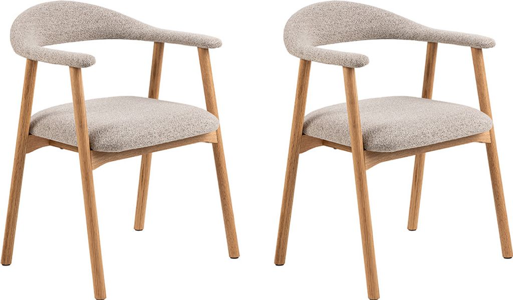 Smuk Bouclé Esszimmerstuhl Luna Beige - 2 Stück