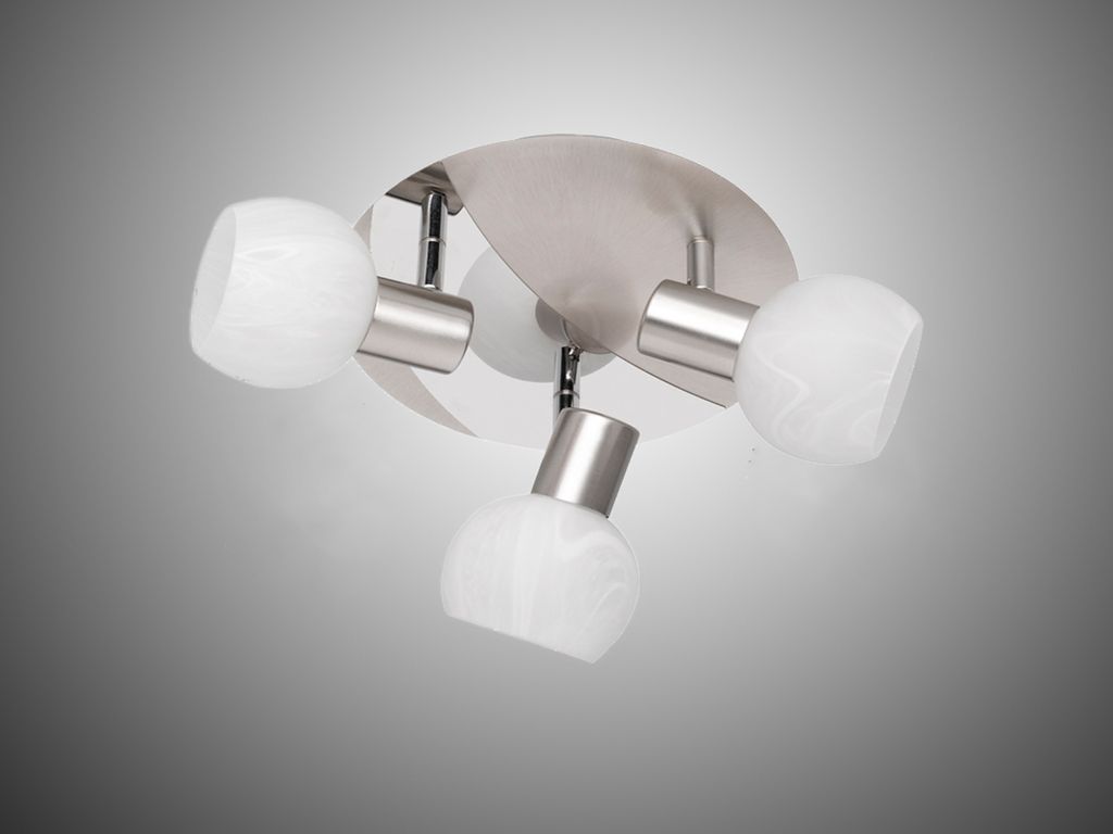 LED Deckenleuchte 3 flammig Deckenstrahler Silber Treppenhausbeleuchtung Rondell