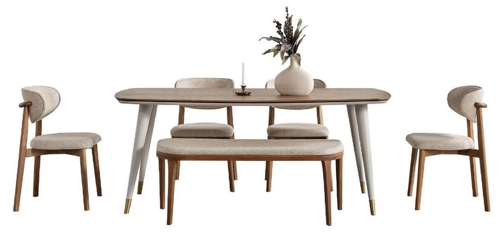 Funktional Esstisch 2x Stühle Hocker Kommode mit Spiegel Esszimmer Möbelse