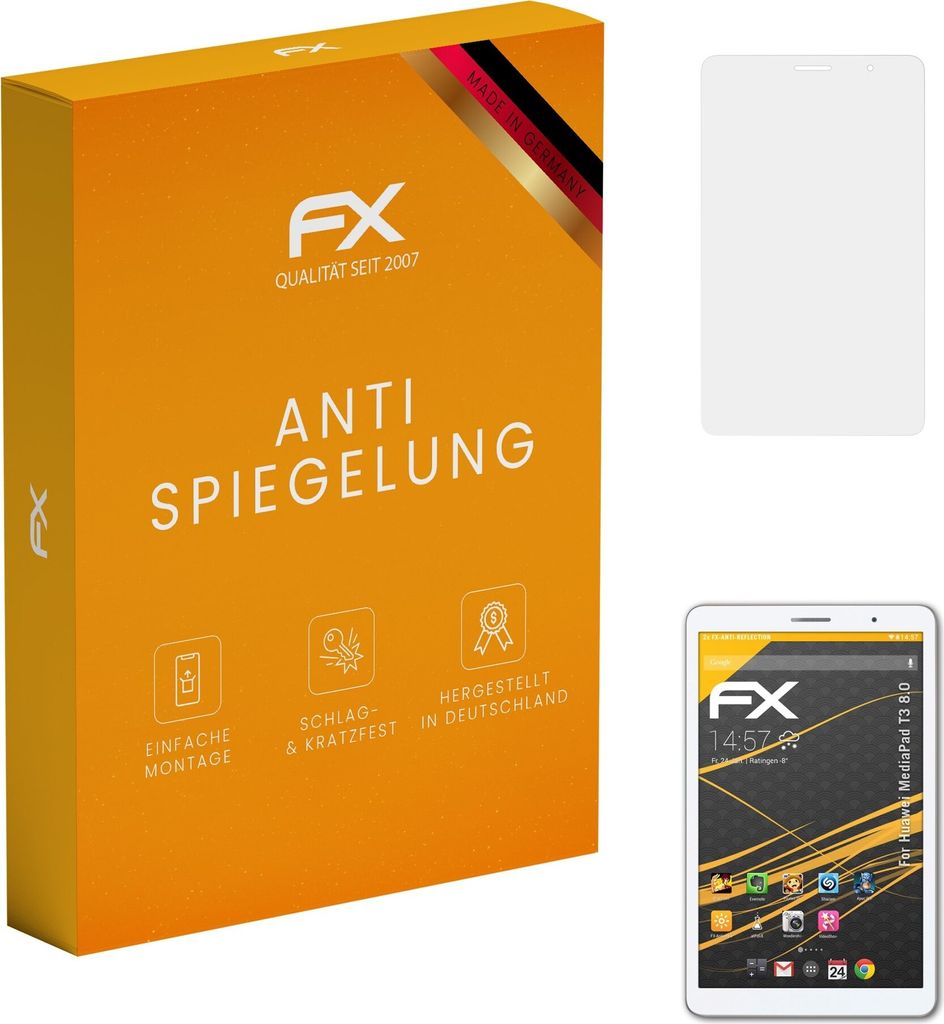atFoliX FX-Antireflex 2x Schutzfolie kompatibel mit Huawei MediaPad T3 8.0 Displayfolie