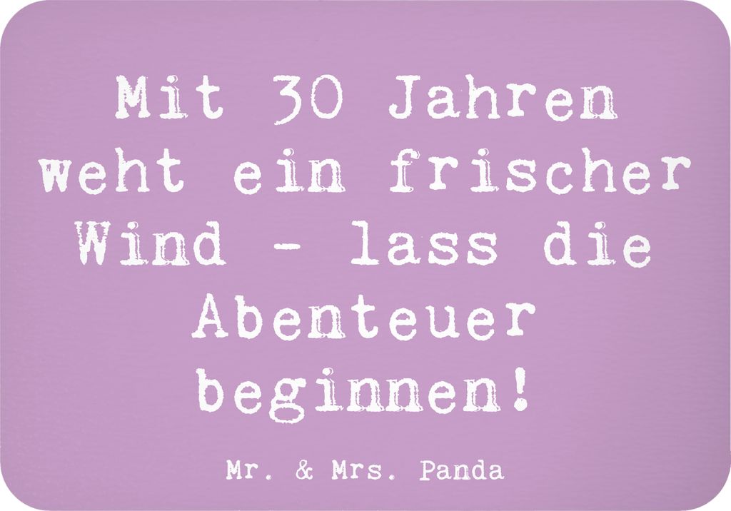 Mr. & Mrs. Panda Kühlschrankmagnet Spruch 30. Geburtstag Abenteuer - Lavendeltraum - Geschenk, whiteboardmagnet, haftmagnet, Happy Birthday, drei...