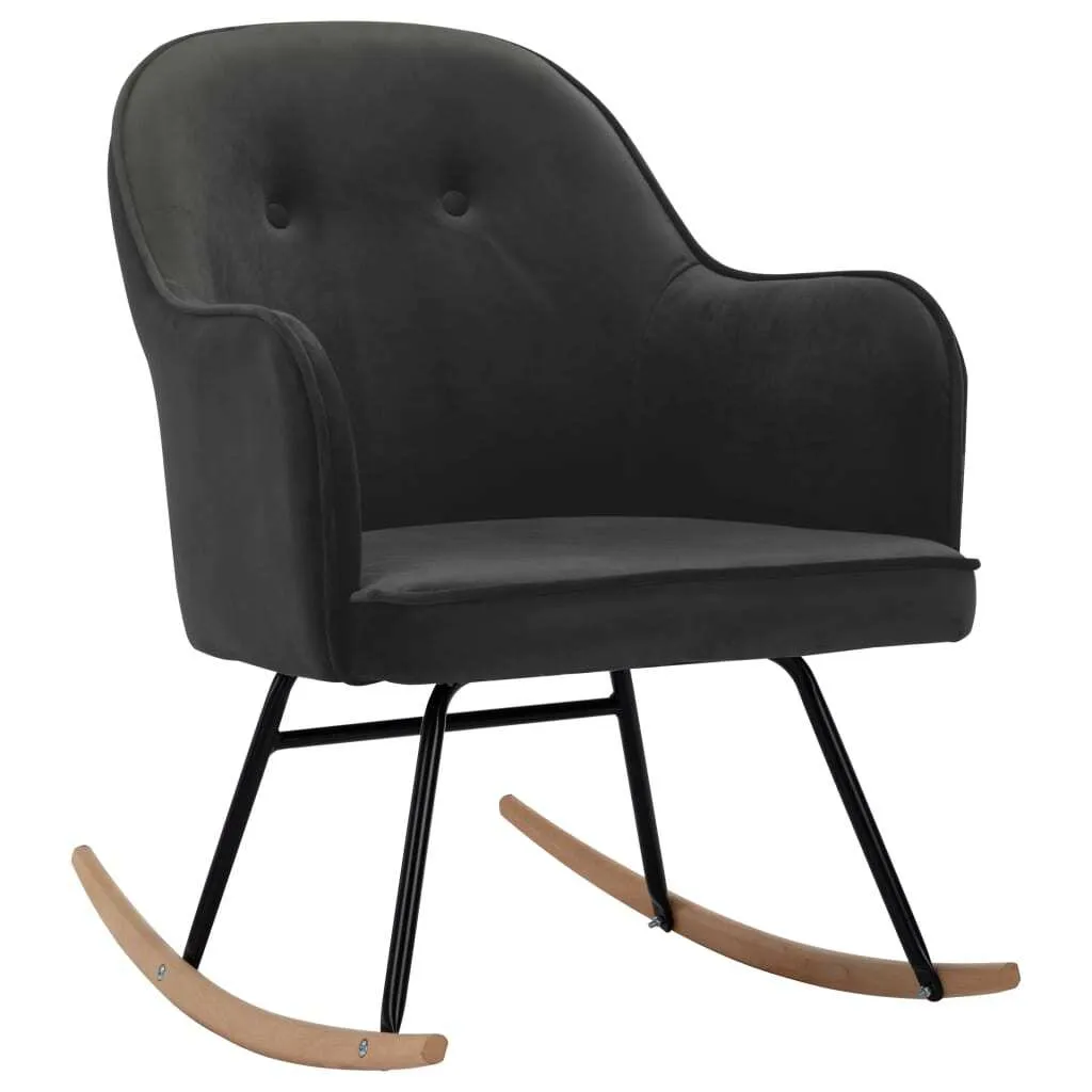 Chaise à bascule pour allaitement ou détente velours gris foncé vidaXL
