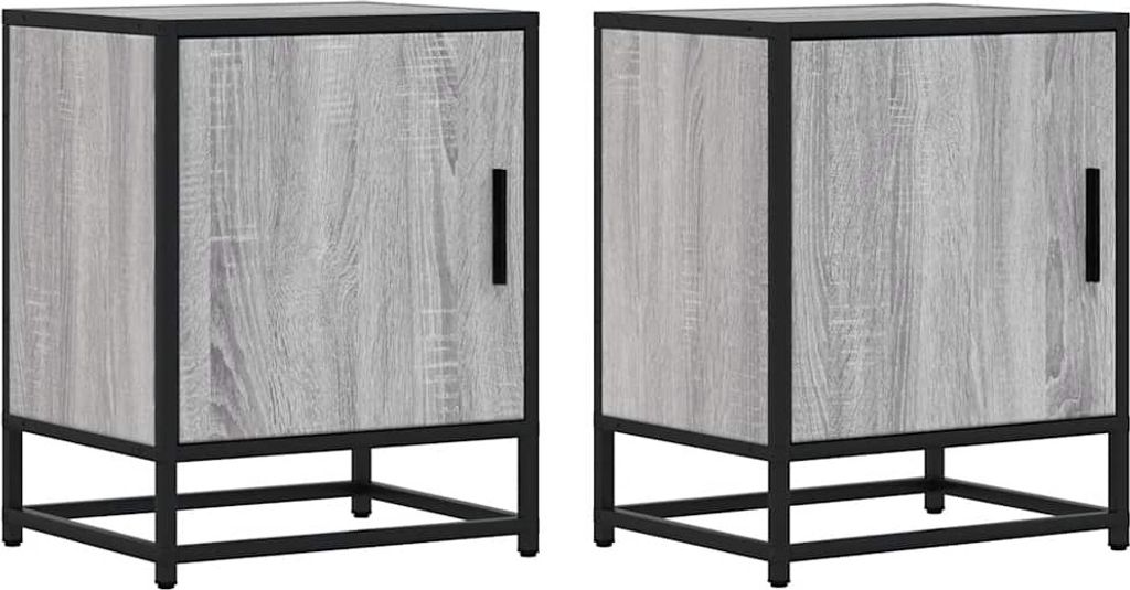Nachttische 2 Stk. Grau Sonoma 40x31x50 cm Holzwerkstoff Metall