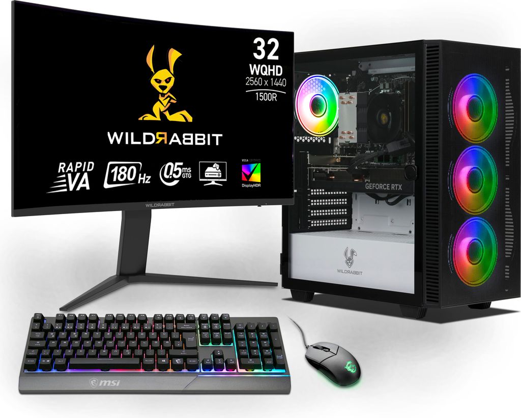 Ankermann Ryzen Gaming Bundle, AMD Ryzen 7 8700F, Nvidia GeForce RTX 5070 12GB, 32GB DDR5 RAM, 1TB NVMe SSD, Windows 11, WLAN, Wildrabbit GMX 32 Zo...