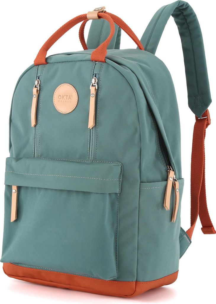 Himawari | Modischer Rucksack, mit Laptop-Fächern, Grün, 28x40x15 cm