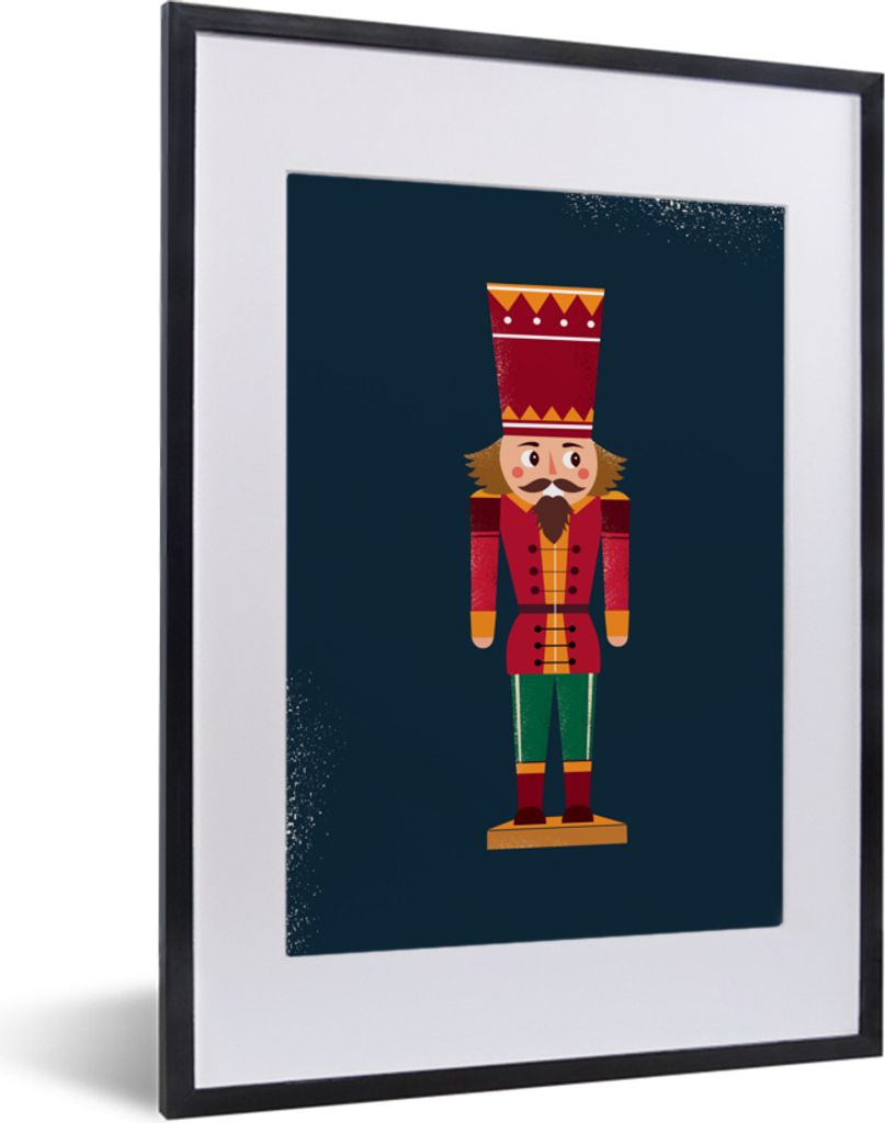 MuchoWow MuchoWow Gerahmtes Poster Nussknacker - Weihnachten - Winter 30x40 cm - Poster mit zchwarzem Bilderrahmen - Wandposter Schlafzimmer