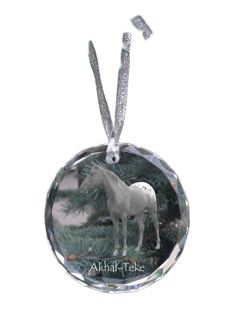 Akhal-Teke - Kristallkugel mit einem Foto, Pferdefoto im Kristall, personalisierter Weihnachtsbaumanhänger von der Marke Art-Dog