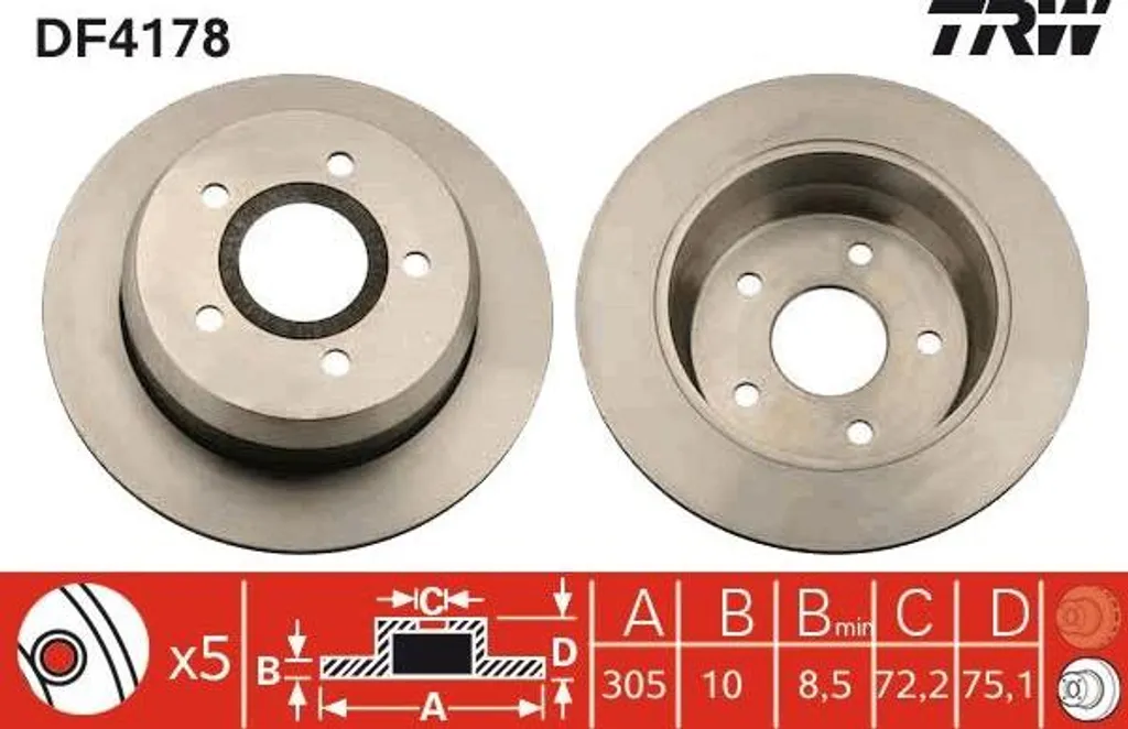 Disque de frein TRW Haute Performance - Référence DF4178 Cherokee
