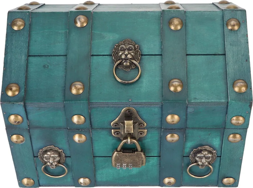 Boîte de rangement bijoux en bois artisanal vert avec code sécurité