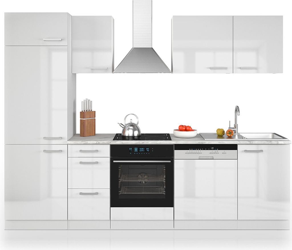 Küchenzeile Vicco Optima Weiß Hochglanz/Weiß 270 cm ohne Produktbild 