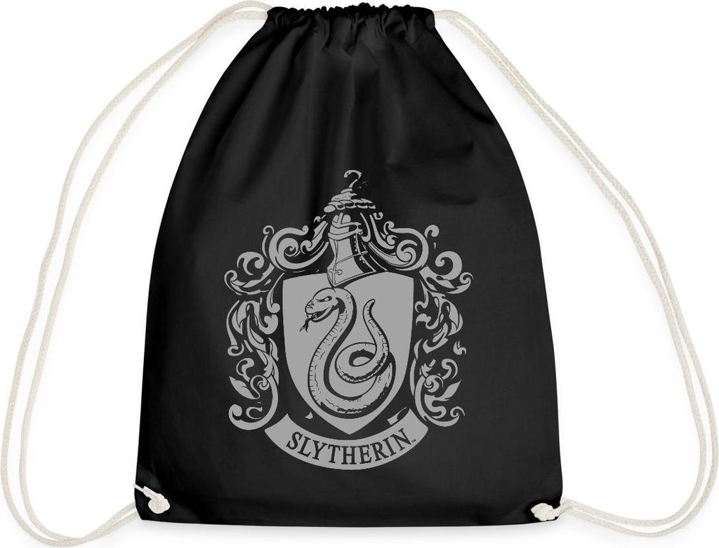 Spreadshirt Harry Potter Slytherin Banner Wappen Turnbeutel, One size, Schwarz