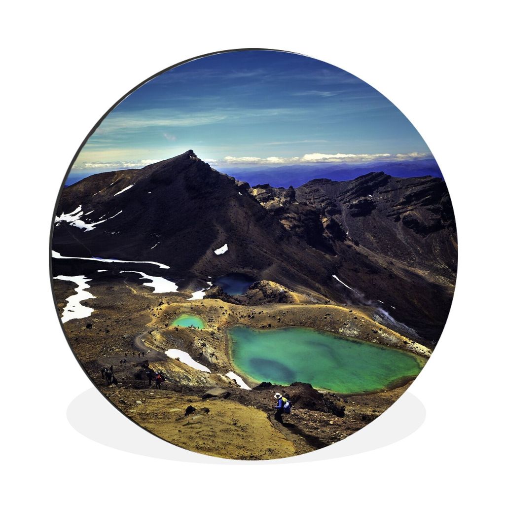 MuchoWow Aluminium Wandkreis Luftaufnahme des Tongariro-Nationalparks in Neuseeland Ø 60 cm Wanddeko Modern Wohnzimmer - Wand Kreis - Wandbild -...
