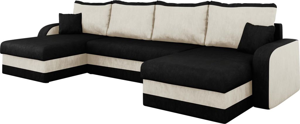 MIRJAN24 Ecksofa Kris U, Stilvoll Eckcouch mit Bettkasten und Schlaffunktion, U-Form Schlafsofa (Mikrofaza 0015 + Mikrofaza 0031)
