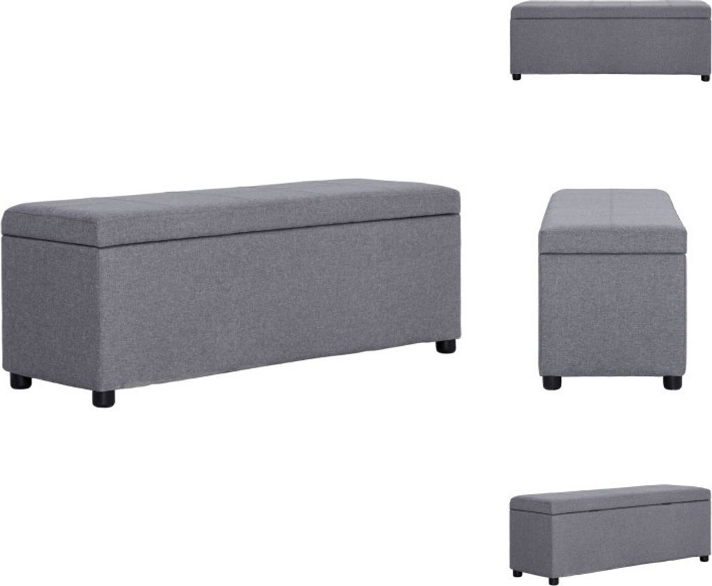 vidaXL Bank mit Staufach 116 cm Hellgrau Polyester - Truhen- & Flurbänke