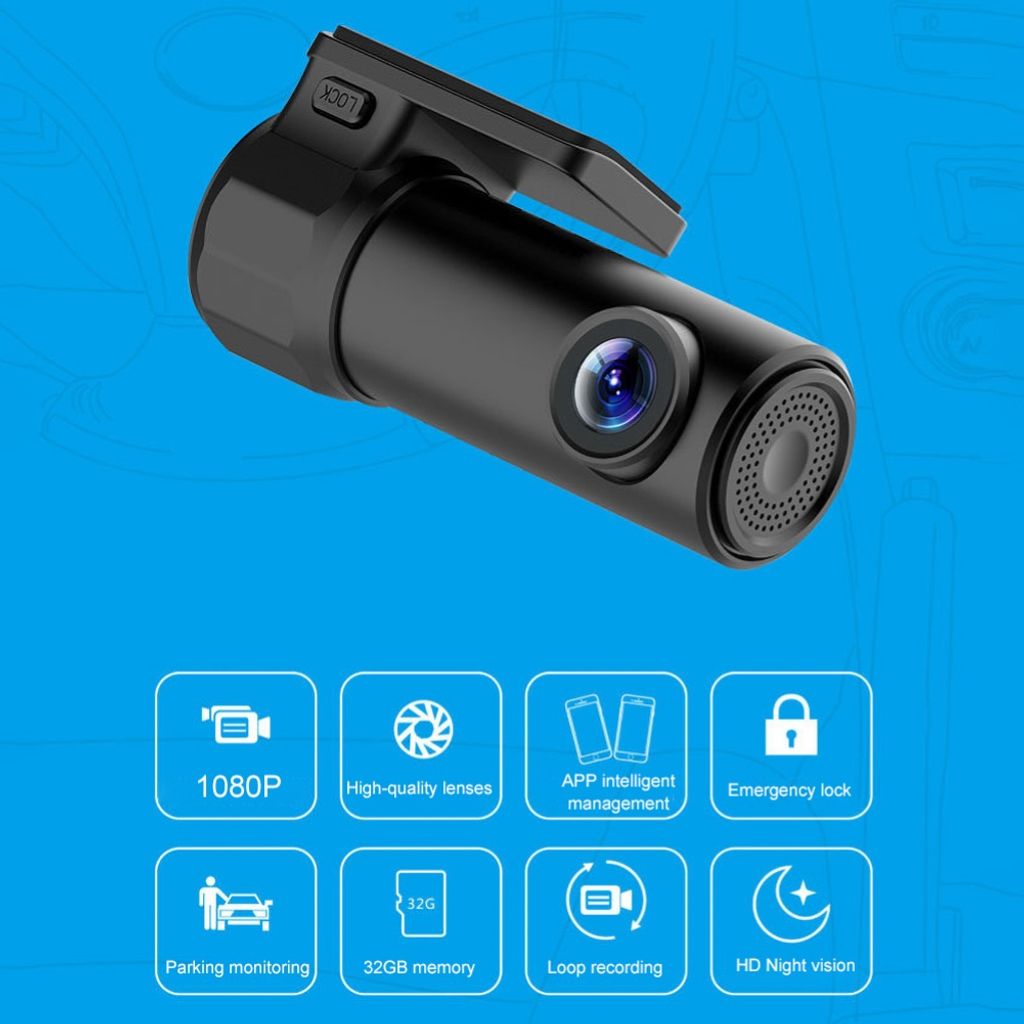 1080P HD WiFi Auto Kamera Versteckte Dashcam Nachtsicht Videorecorder DVR 170° 