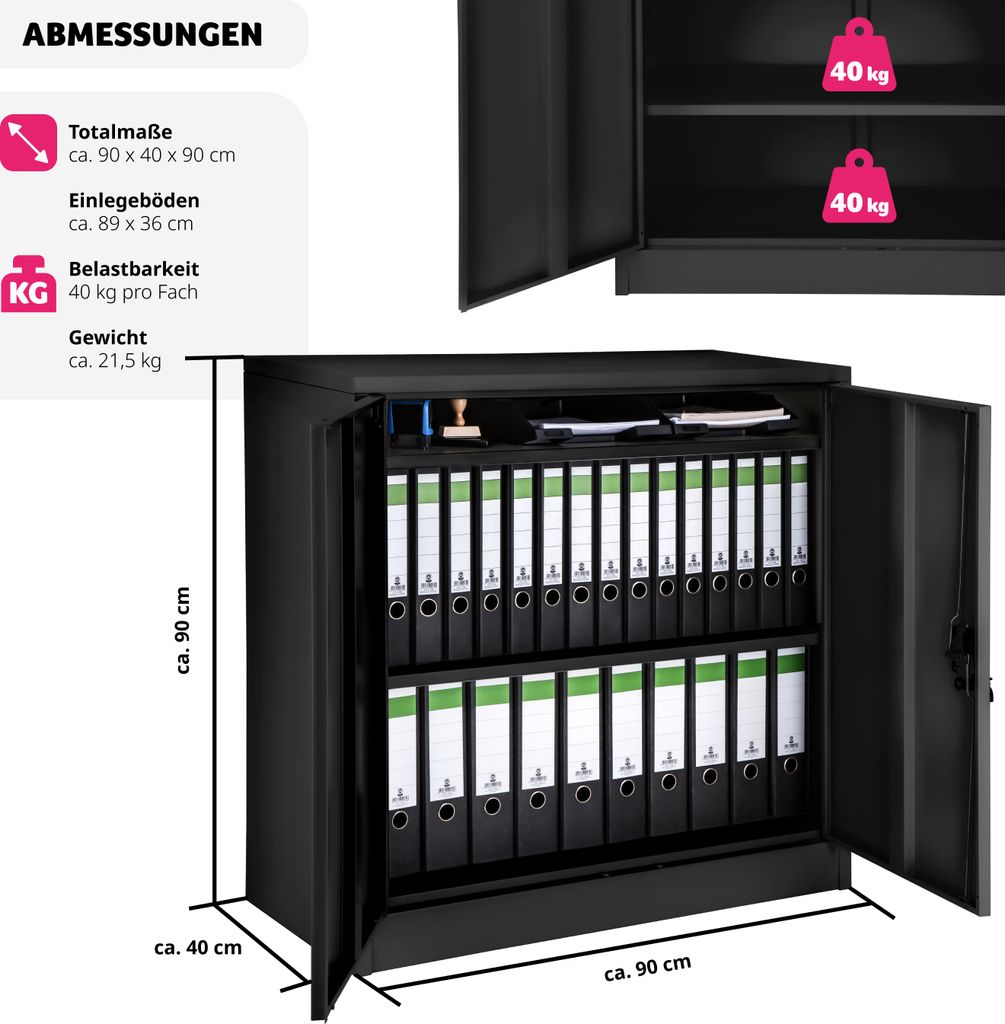Kovová archivačná skriňa na spisy 3 priehradky 90x40x90 cm Obrázok produktu 5