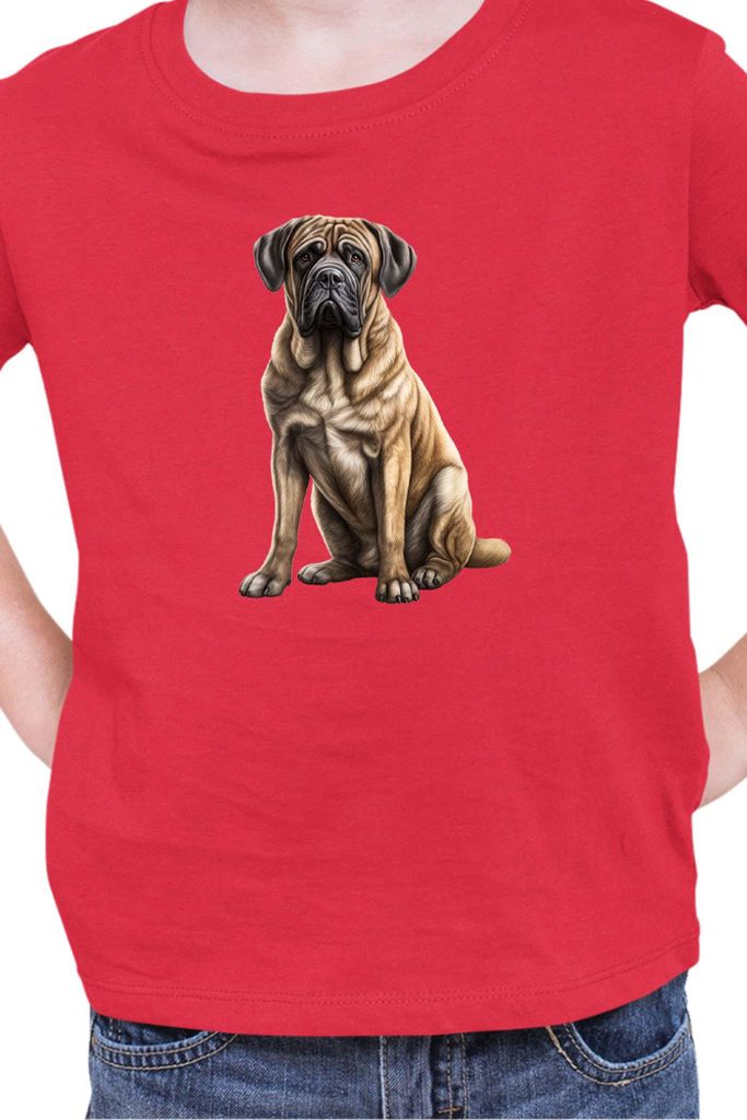 Kinder T-Shirt Dogs Breeds English Mastiff Dog Breed 007, 5-6 Jahr - 116 / Rot
