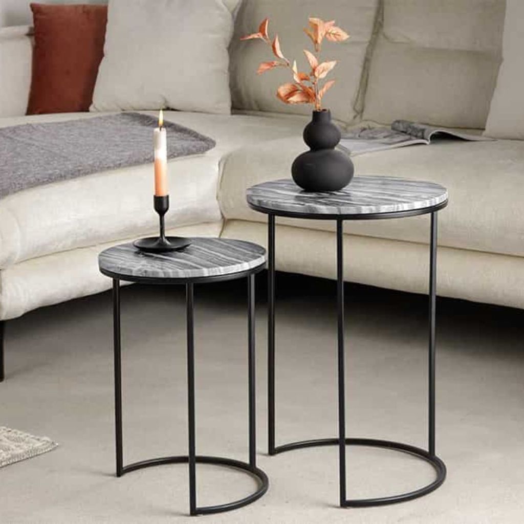 Elegantes Beistelltisch 2er Set MARMO 55cm Produktbild 