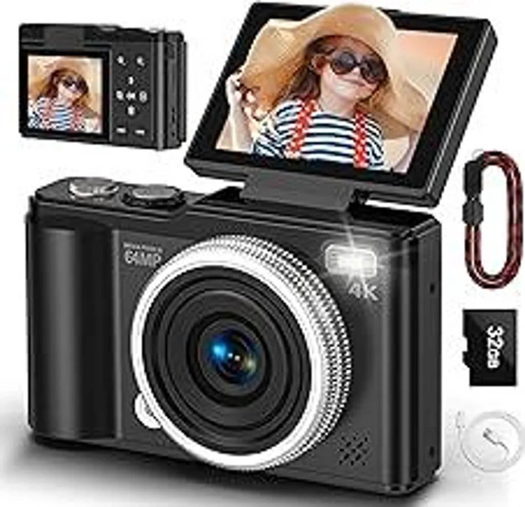 Fotocamera da Viaggio 4K 64MP: Leggera, Selfie Ready con SD 32GB