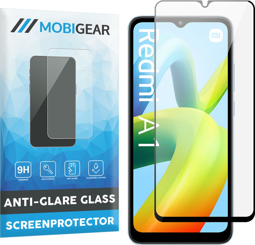 Mobigear Premium Xiaomi Redmi A1 4G Panzerglas Gehärtetes Glas Displayschutz - Hüllenfreundlich - Schwarz