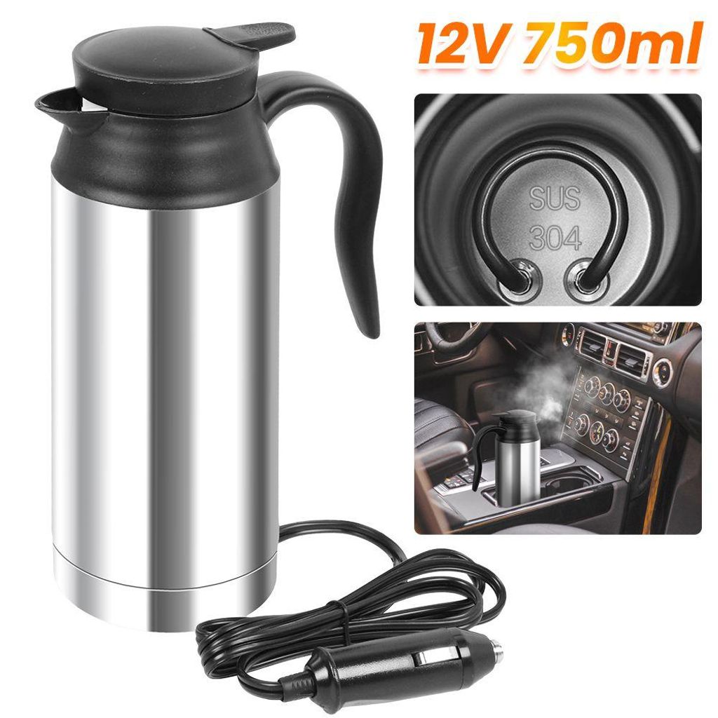 12V/24V Auto Reise Wasserkocher 500ml - Edelstahl Mit LCD Display, 40-100°C Einstellbar, Für Tee Kaffee Babymilch