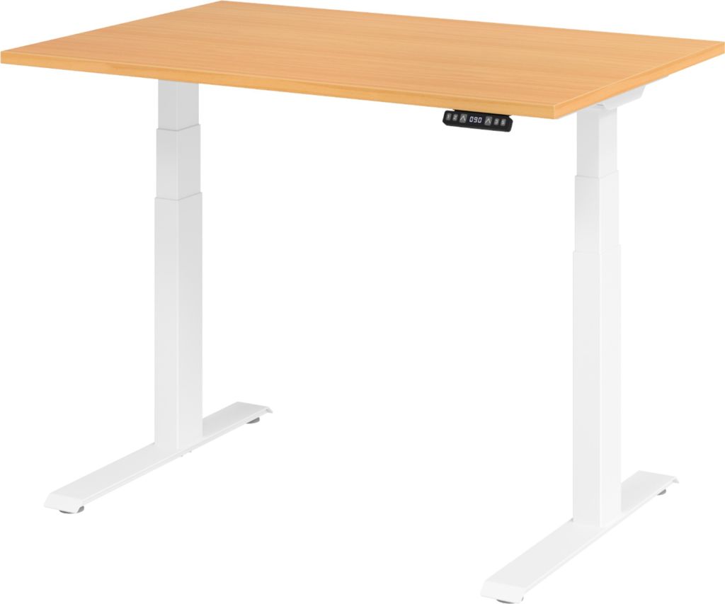 bümö Schreibtisch elektrisch XDKB - Nachbildung: Buche, Größe: 120 x 80 cm, Gestell: Weiß
