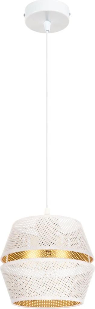 Pendelleuchte Metall E27 D: 20 cm rund H: max. 90 cm in Weiß Gold