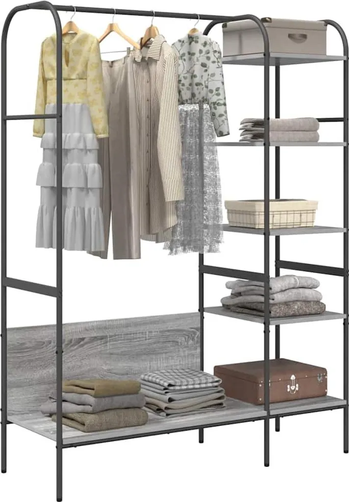 vidaXL Appendiabiti Grigio 120x44x160 cm con Ripiani - Salvaspazio Casa - 3