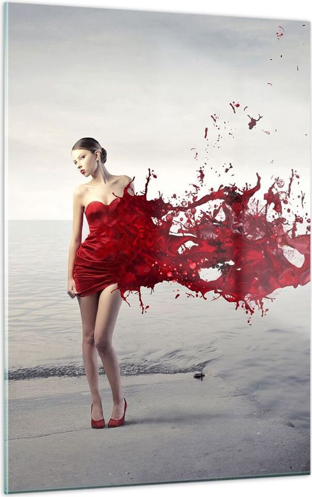 Bilder auf glas - Einteilig - Weiblich modell posieren nackt - 50x70cm - Glasbilder - Wandbilder - Bilder - Wanddekoration aus Glas - Glas Bilder -...