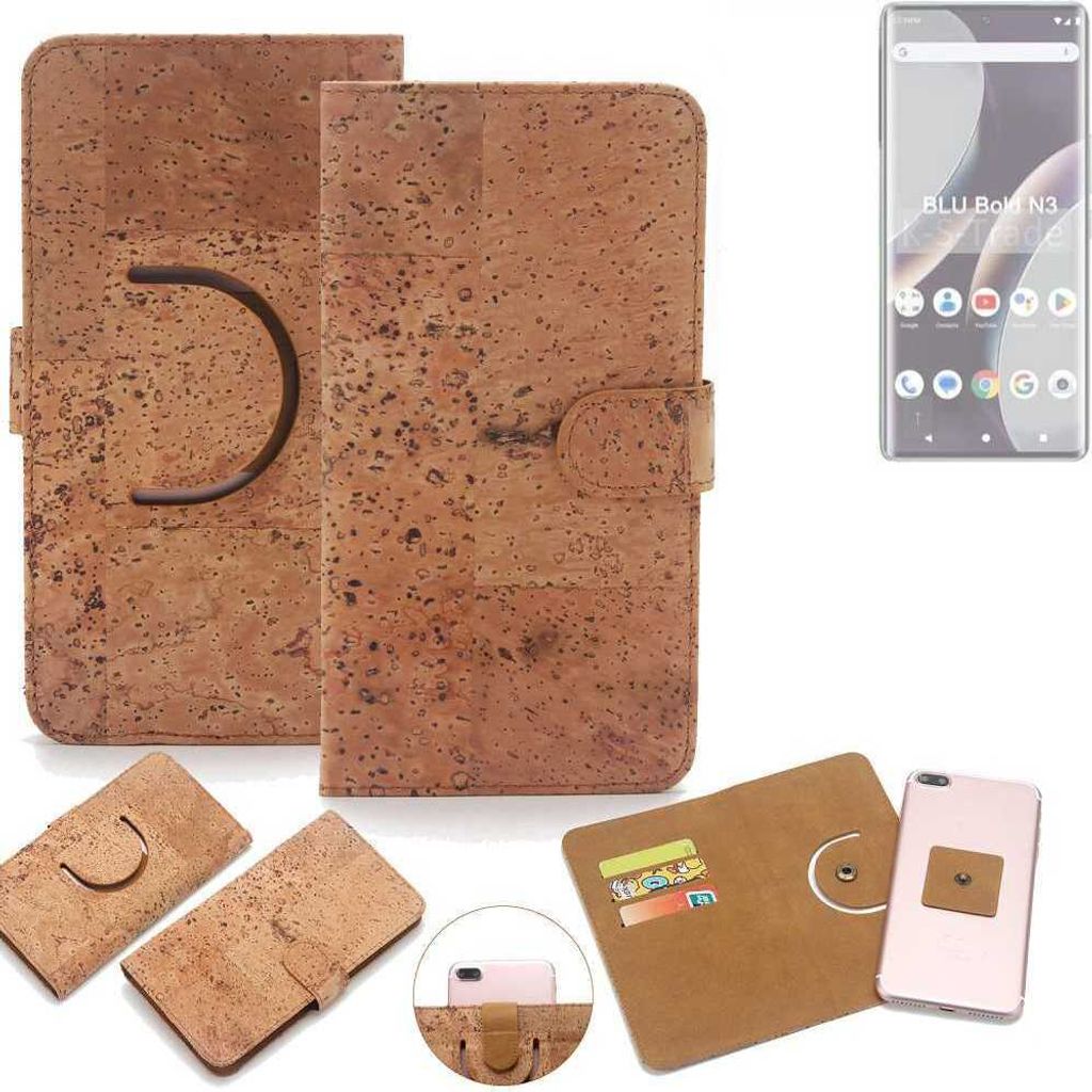 K-S-Trade Handy Hülle Schutz Hülle kompatibel mit BLU Bold N3 Handyhülle Schutzhülle Korkhülle Kork-Hülle 1x