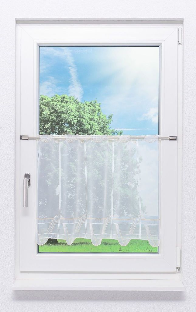 Scheibengardine Plauener Spitze - Wellen (Bx H) 49.20cm * 50cm Gelb/hellgelb