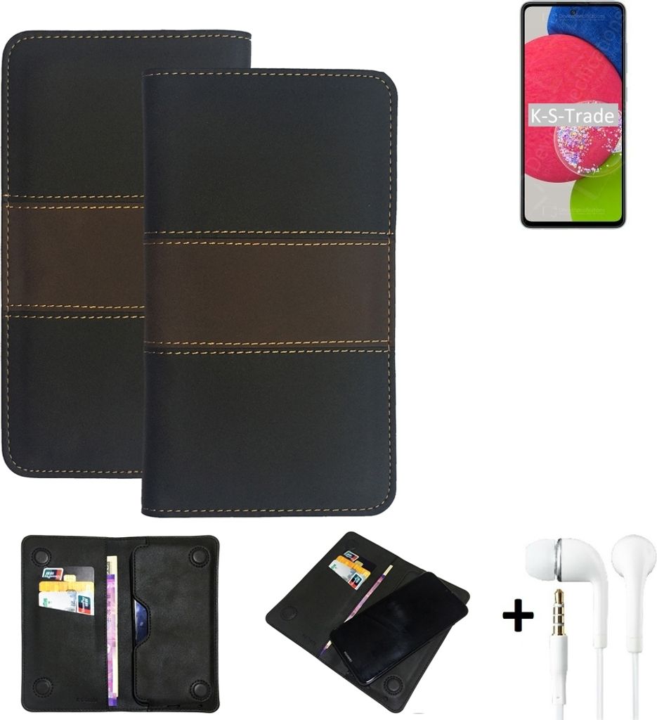 K-S-Trade Handyhülle + Kopfhörer kompatibel mit Samsung Galaxy A52s 5G Schutzhülle Walletcase Bookstyle Tasche Schutz Case Hülle Wallet Cover