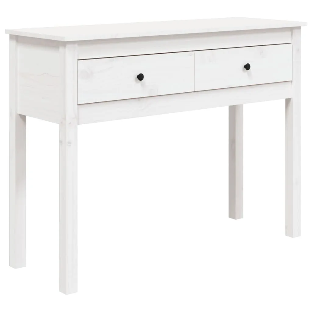 Tavolo consolle bianco 100x35x75 cm in legno di pino massiccio