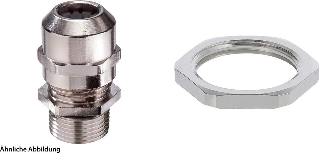WISKA Verschraubung mit Gegenmutter M20x1,5 lang inkl. O-Ring Messing (CuZn) vernickelt Gewindelänge 12,0mm - 1 Stück