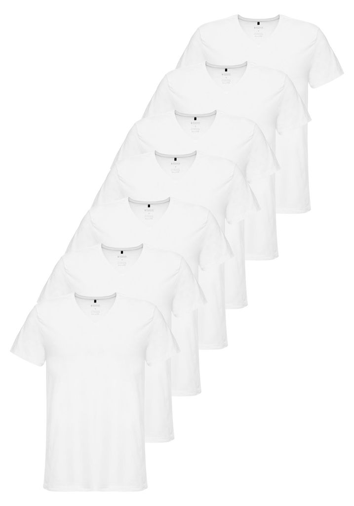 Tazzio Herren T-Shirt V-Ausschnitt 7er-Pack E107 (Weiß, M)