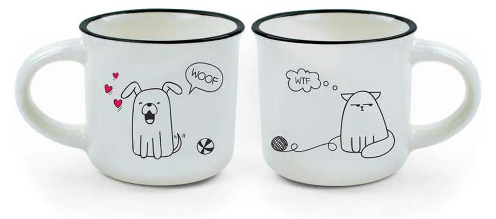 Legami Espresso For Two 2 Coffee Mugs Dog And Cat, 2-tlg., Espressotasse, Tasse, 50 ml, MM0009