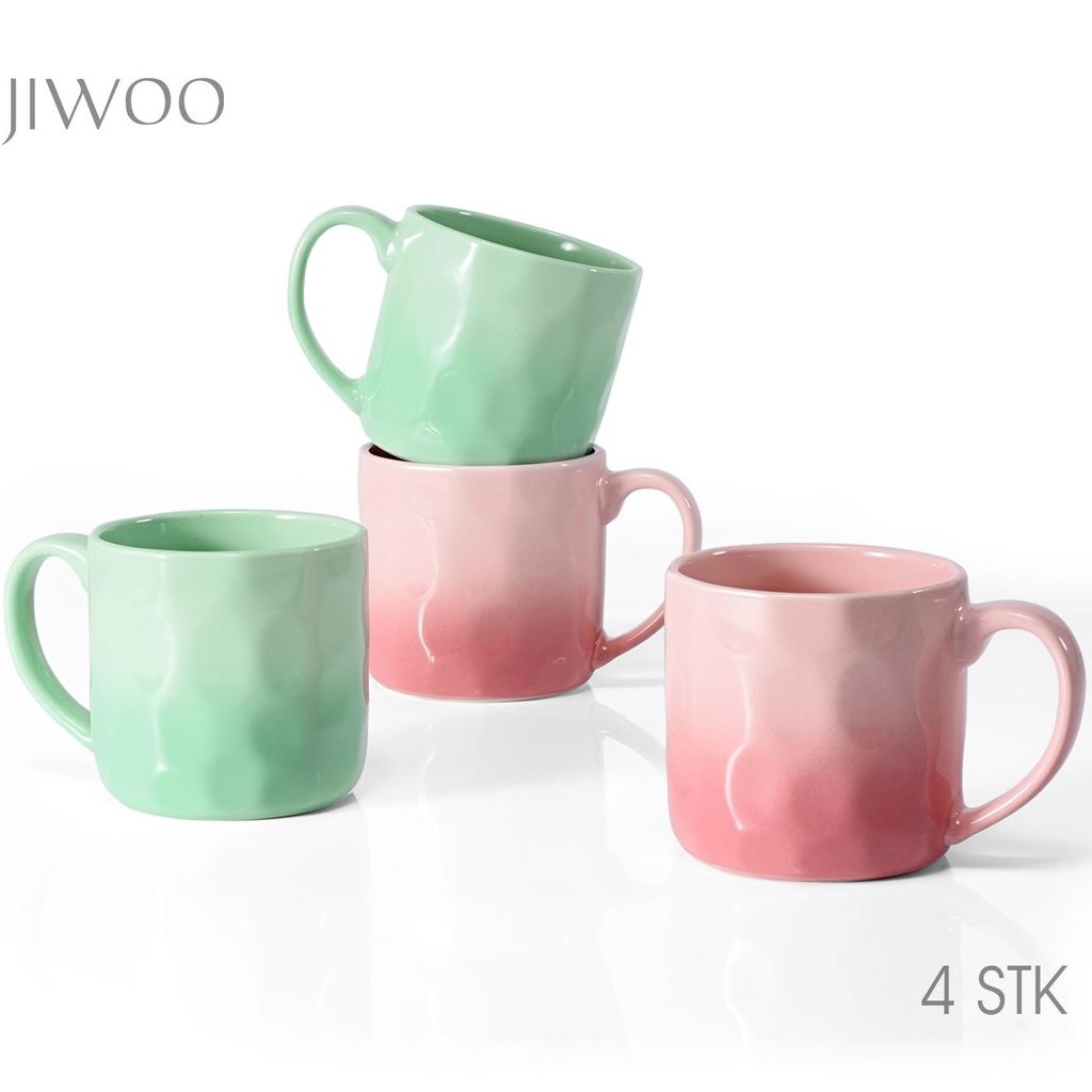 Kaffeetassen 4er set Keramik Tasse groß 360ml Becher Saftgläser Tassen Becher Porzellantasse Kaffeebecher Teetasse für 4 Personen Buntes Tassenset