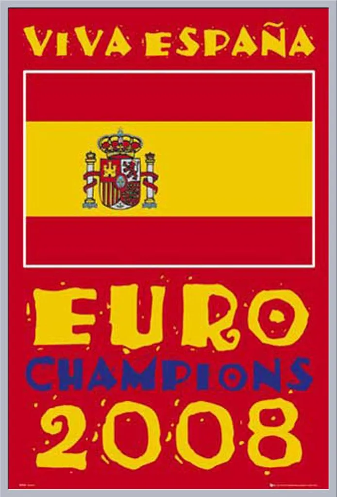 Décoration murale Football Espagne affiche avec cadre argenté 61x91 cm