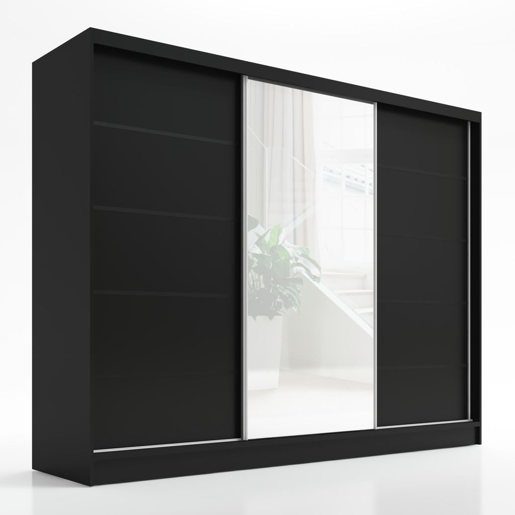 Schwebetürenschrank, 3-türig Schrank 200 cm mit Spiegel Produktbild 